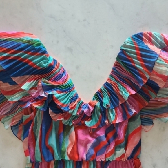 AMUR Luisa Pleated Striped Dress, Multi-Colored, Size 8, NWT - Picture 12 of 16